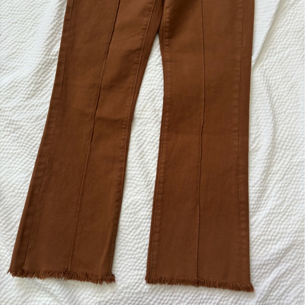 LOFT The Kick Flare High Rise Cognac Jeans - Picture 9 of 9